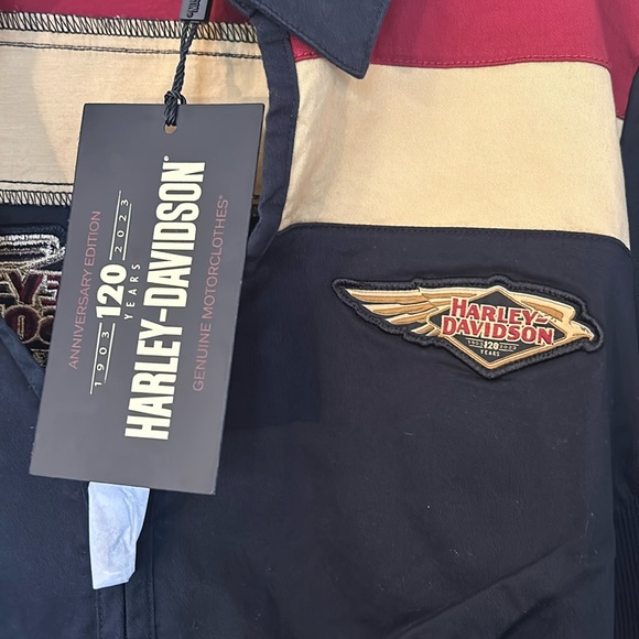 Harley-Davidson 1W Top 120th Anniversary Elemental Zip Front Color Block NWT - Picture 8 of 10